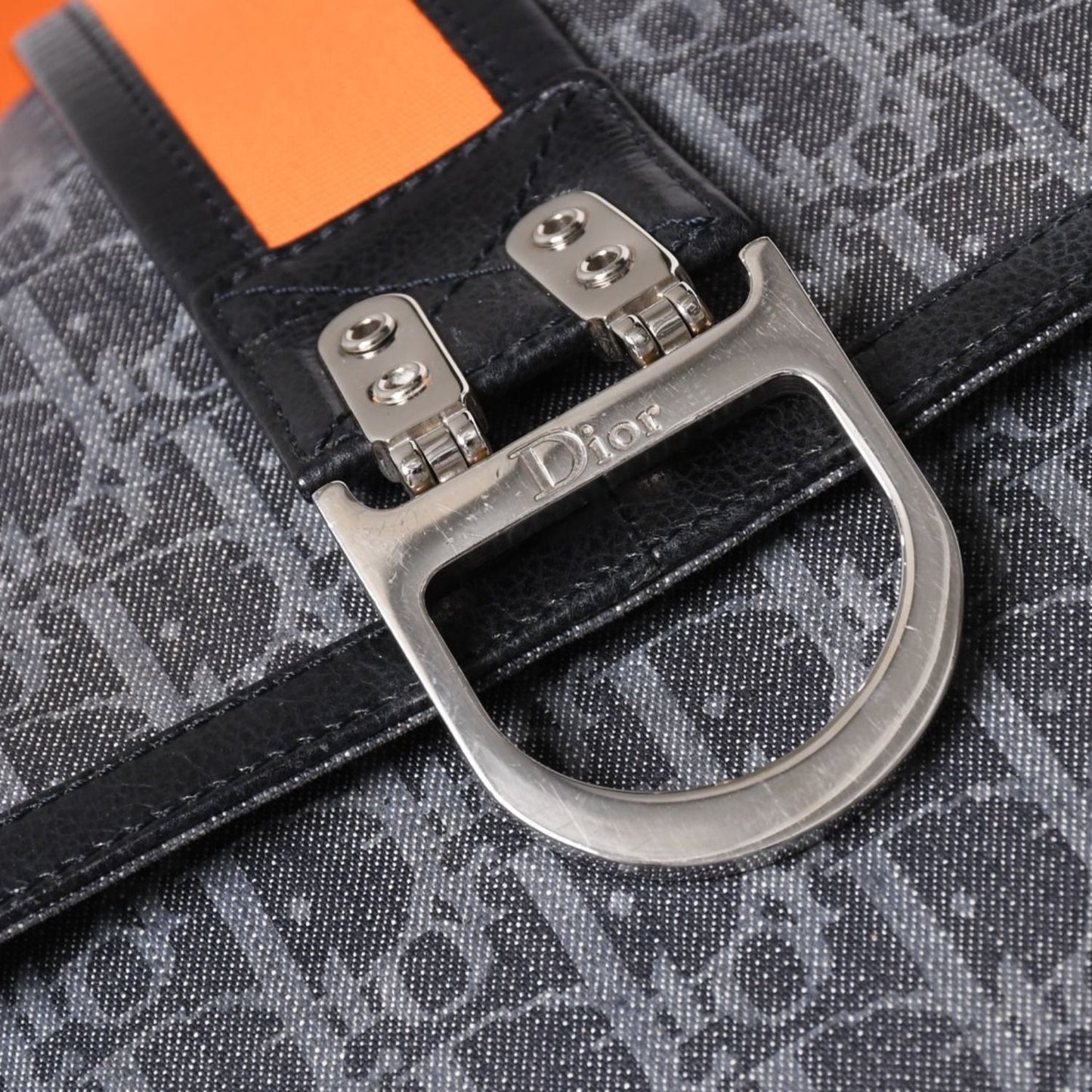 Dior Flight Line Trotter Messenger Bag Galliano Era Orange Navy Silver — view 8