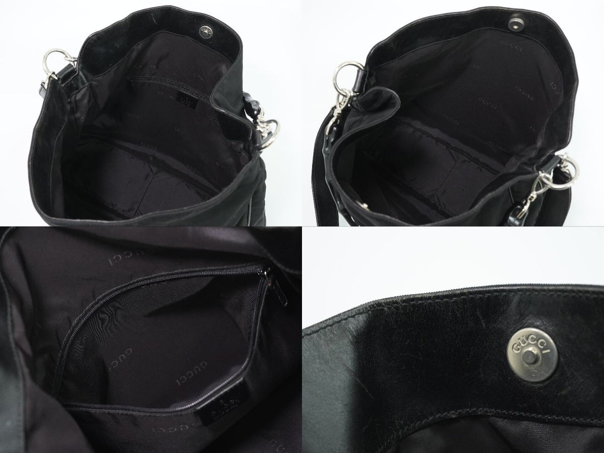 Gucci Bamboo 2-Way Shoulder Bag Canvas Black — view 8