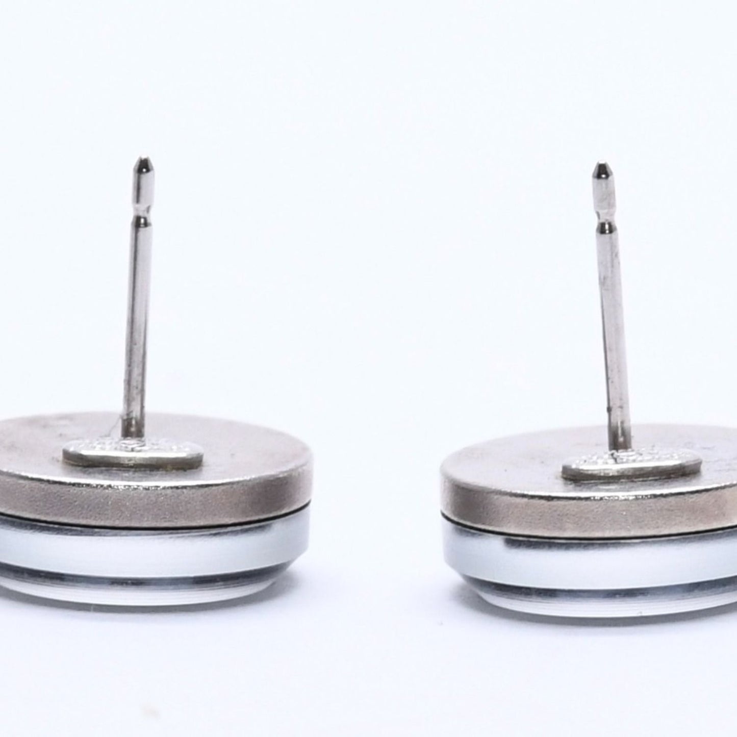 Chanel Button Earrings Silver CC Logo Mirror 08V — view 8