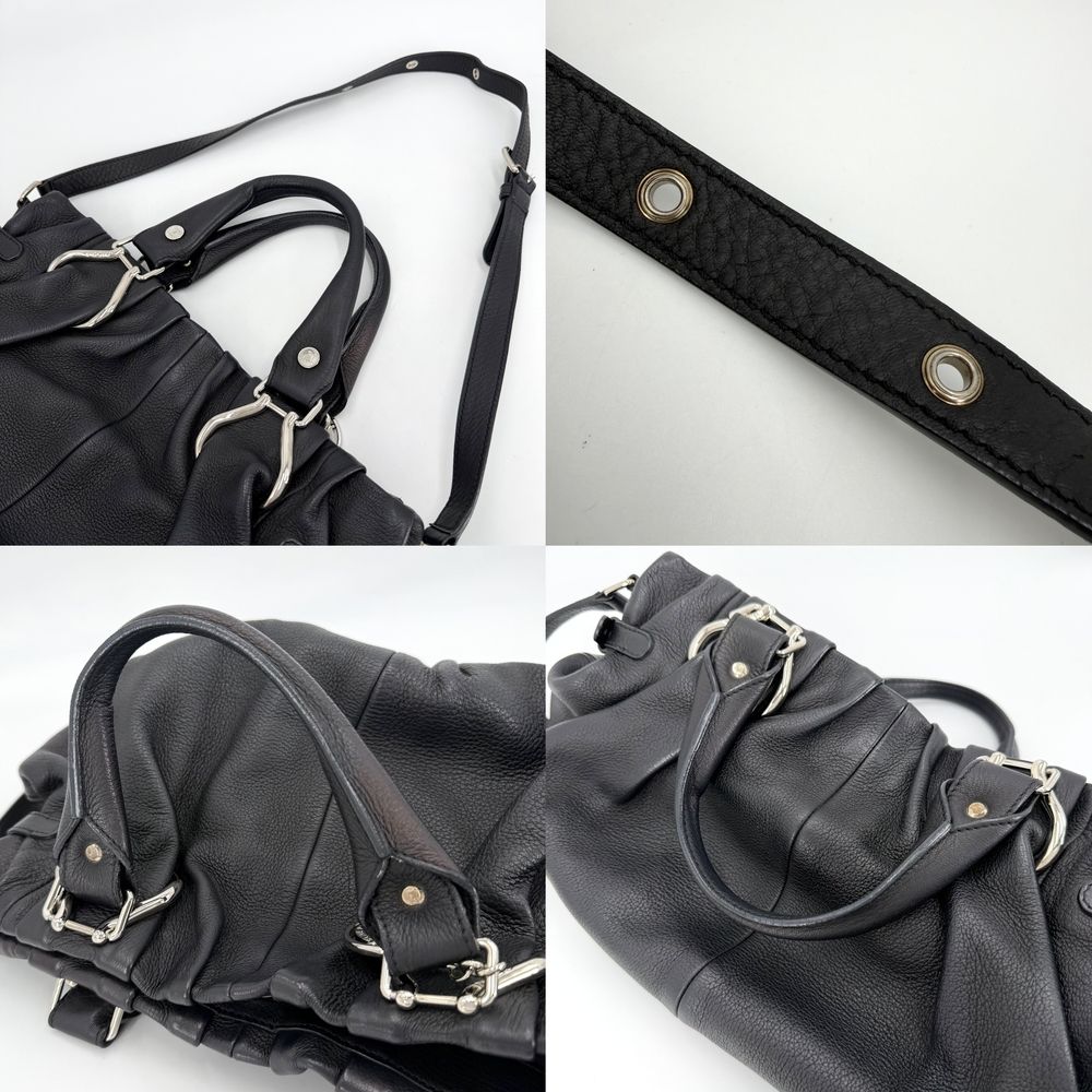Celine 2-Way Pillow Shoulder Bag Leather Black Silver — view 8