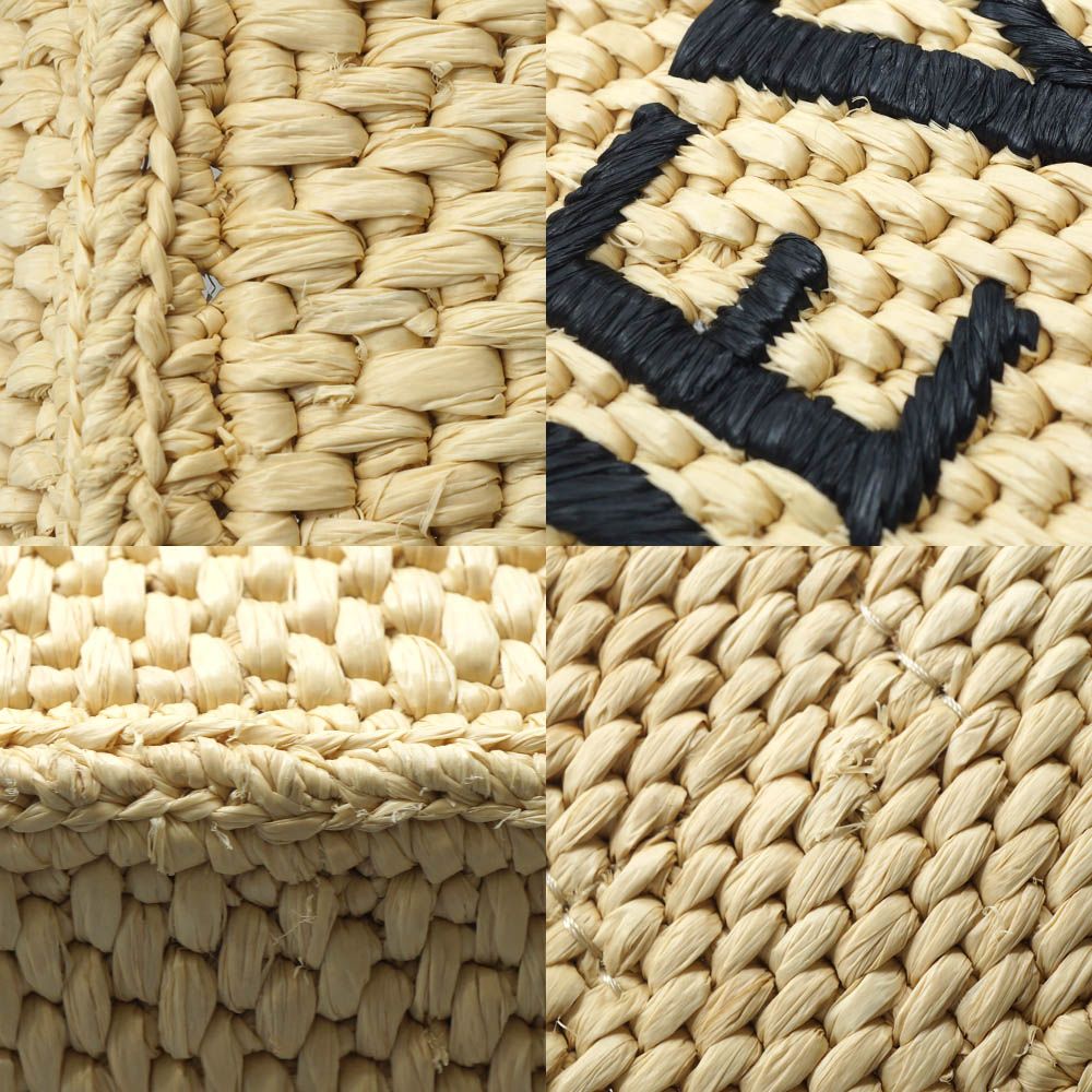 Loewe Basket Font Tote Mini Shoulder Bag Raffia Beige Logo — view 8