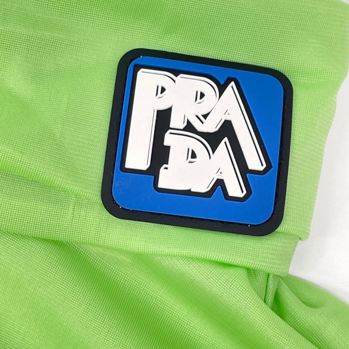 Prada Ujl 051 Green Rubber Patch Sheath Loose Jersey Turtleneck Top — view 8