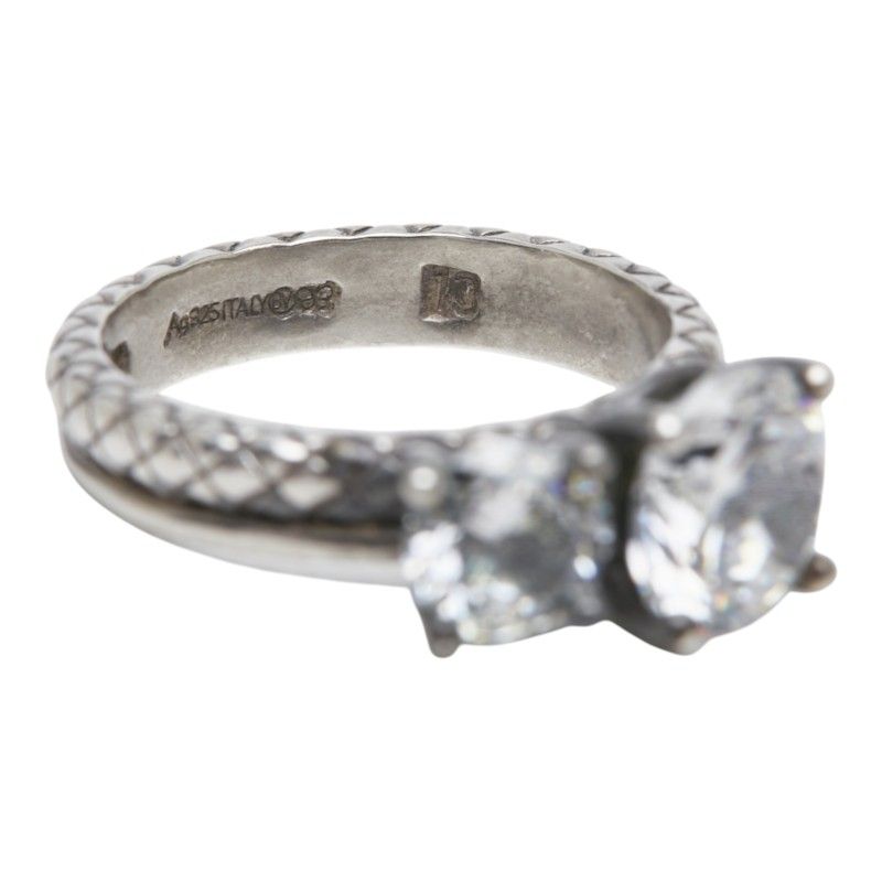 Bottega Veneta Intrecciato Ring Silver Cubic Zirconia — view 7