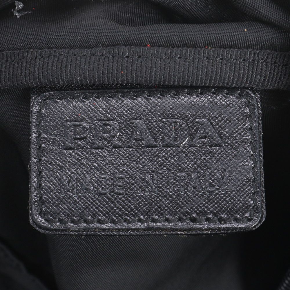Prada Tessuto Nylon Triangle Logo Leather Boston Bag Tote Black — view 8