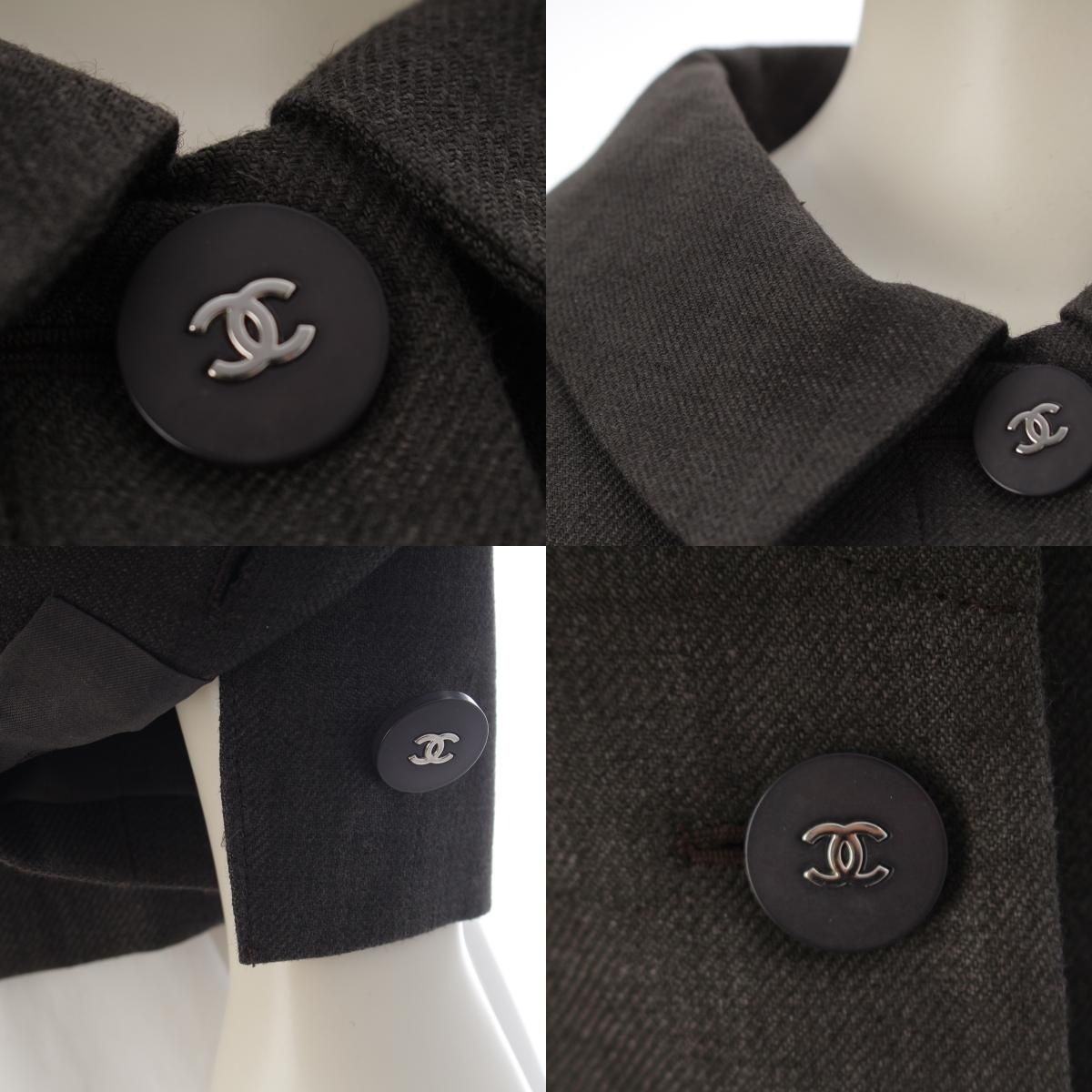 Chanel 98c Linen Wool Coco Buttons Hiyo Tailored Jacket Short Coat Top Brown 38 — view 8