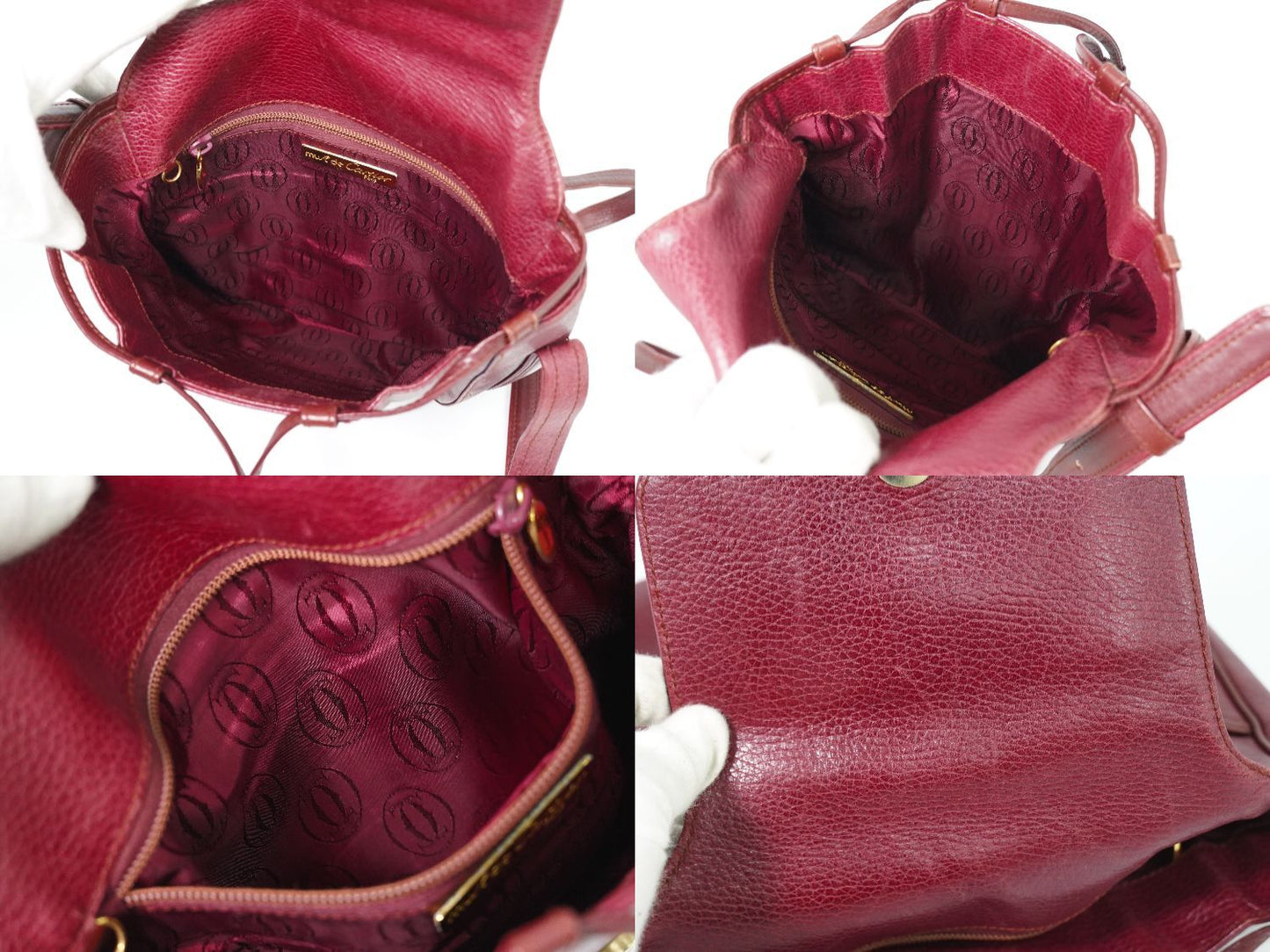 Cartier Must Line Shoulder Bag Pochette Leather Bordeaux — view 8
