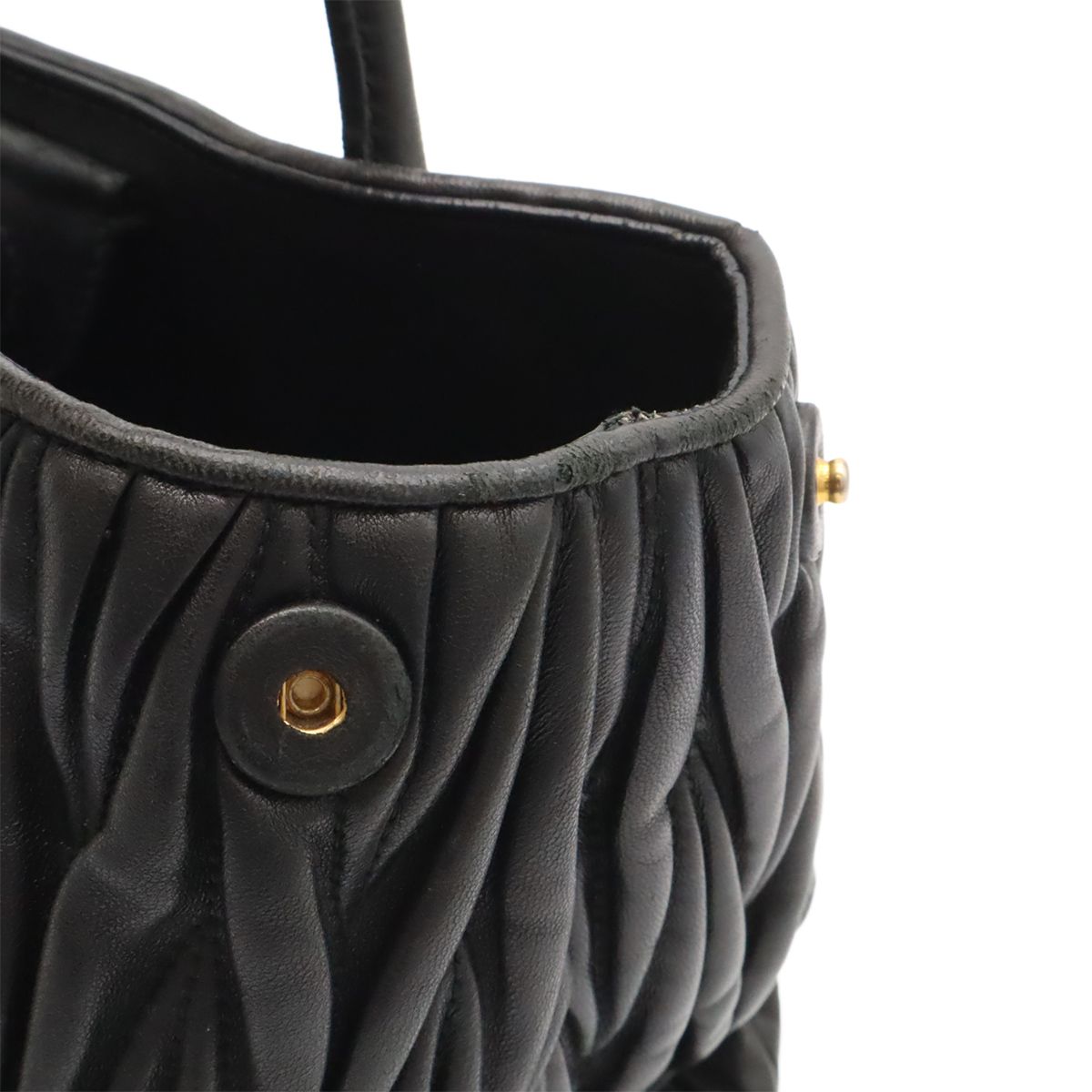 Miu Miu Matelasse Gathered Mini Bag 2-Way Leather Black Gold — view 8