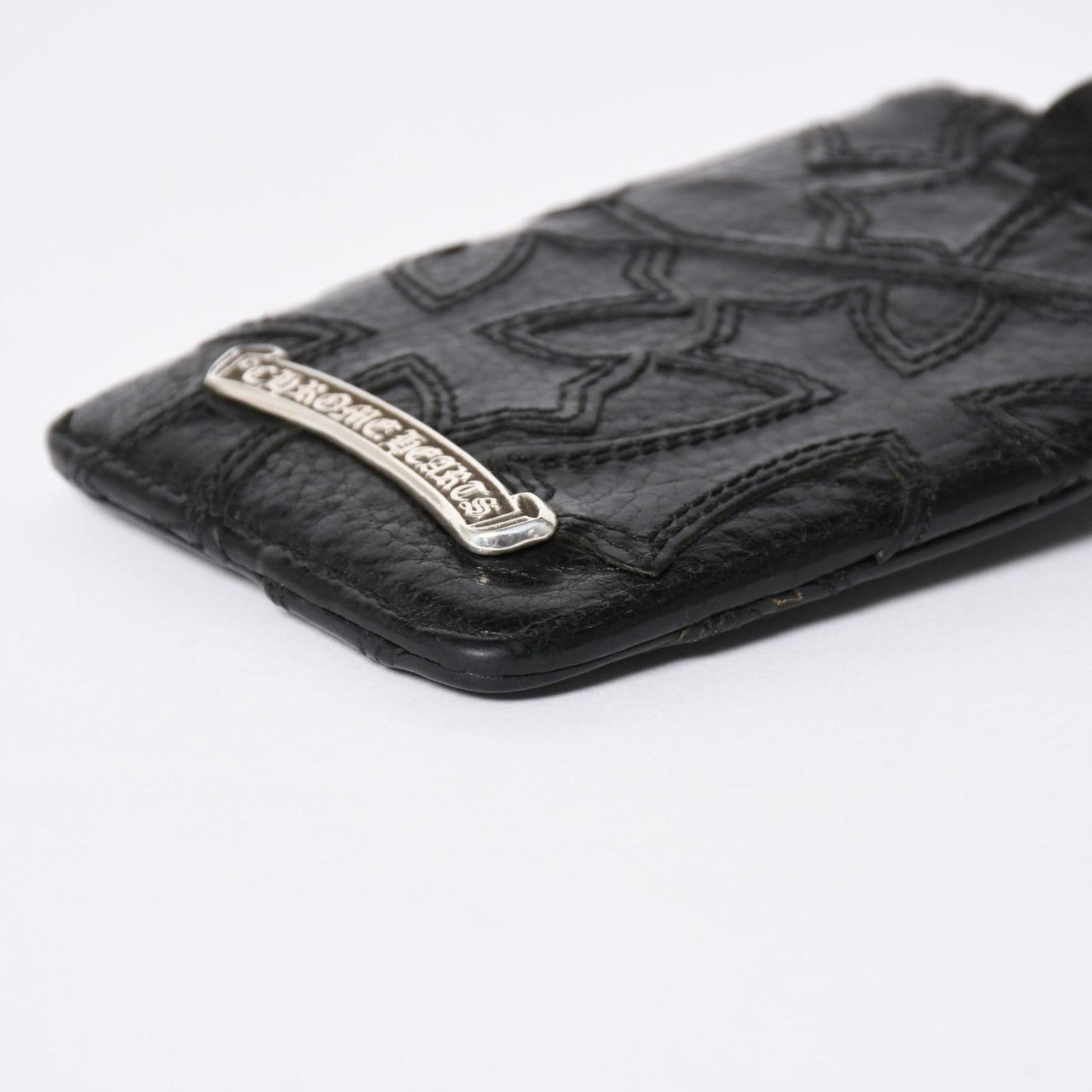 Chrome Hearts Cemetery Cross Patch Card Case Black Silver Scroll Label Logo 925 — view 8