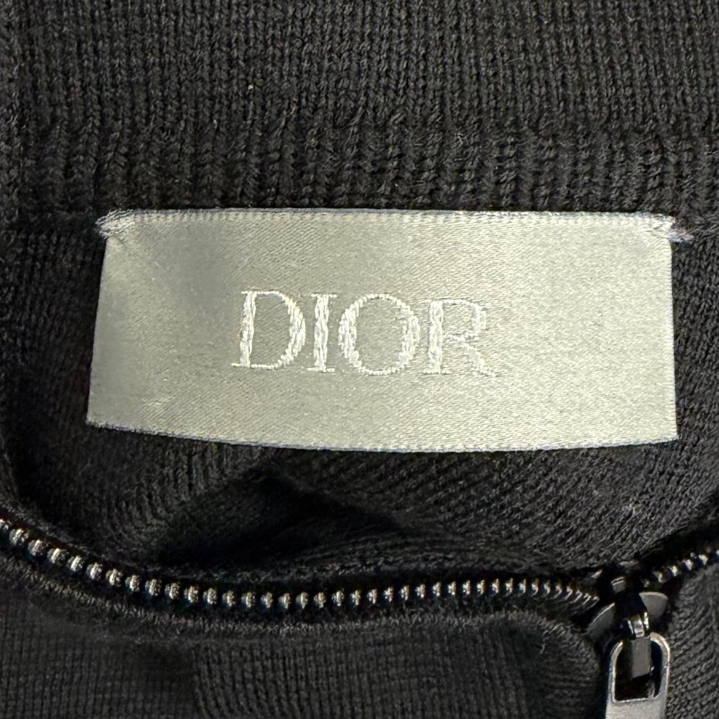 Dior Homme Logo Embroidered Driver's Knit Jacket Black — view 8