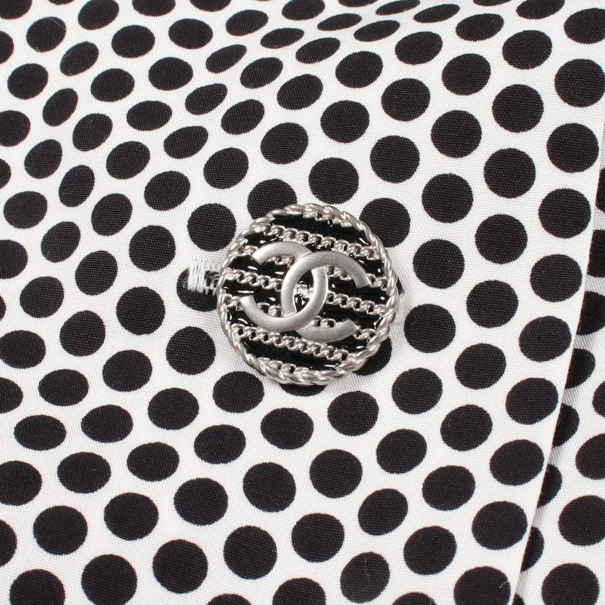 Chanel CC Logo Button Dot Cotton Top — view 8
