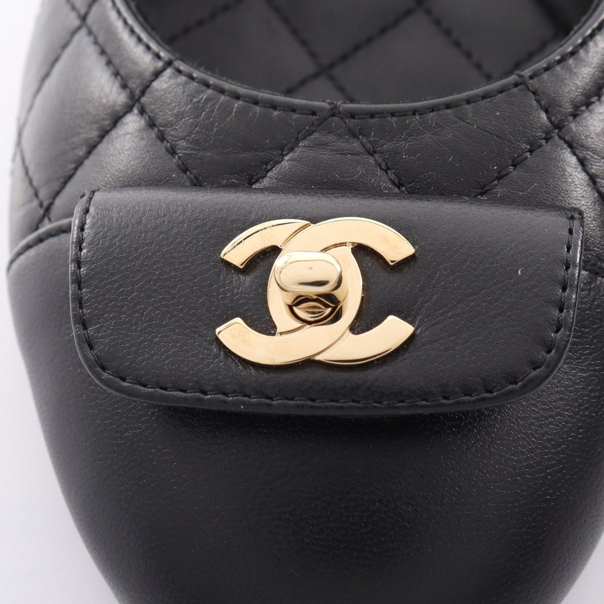 Chanel Quilted Turnlock Leather Flat Shoes — view 8