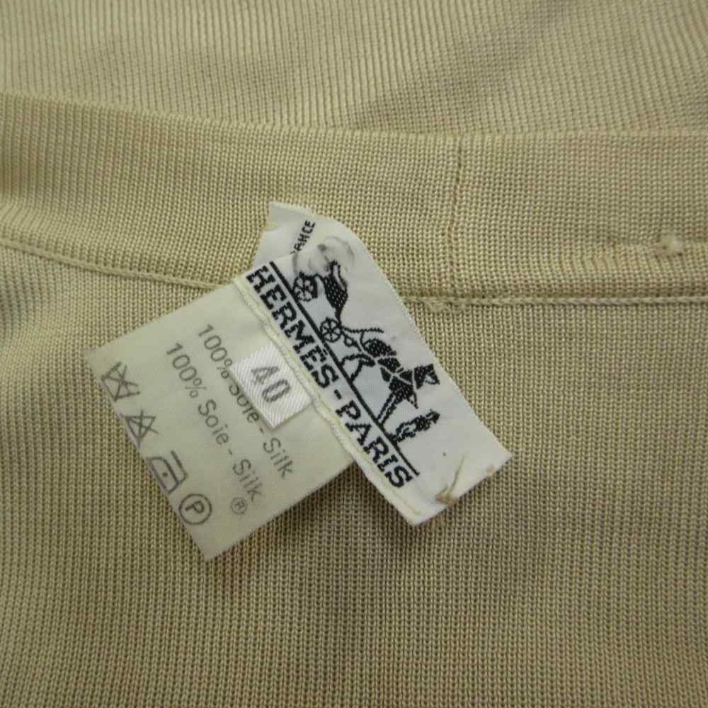 Hermes Vintage Gilet Vest Silk V-neck Scarf Pattern All Over Print Gold Button — view 6