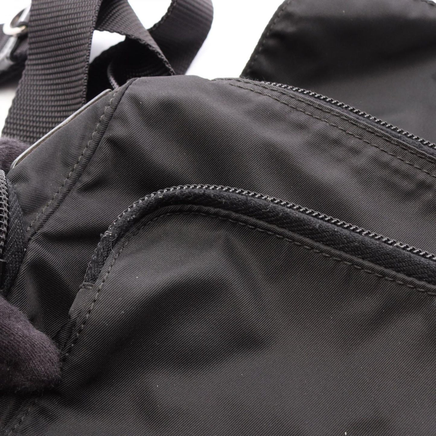 Prada Shoulder Bag Black Nylon Leather Triangle Logo — view 8