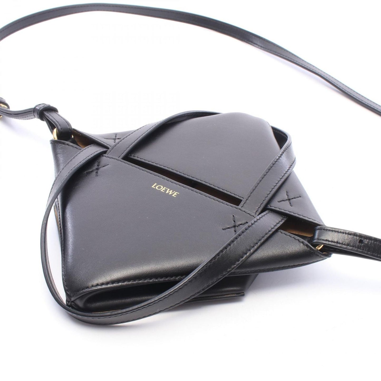 Loewe Handbag Puzzle Fold Mini 2-Way Black Leather Tote — view 6