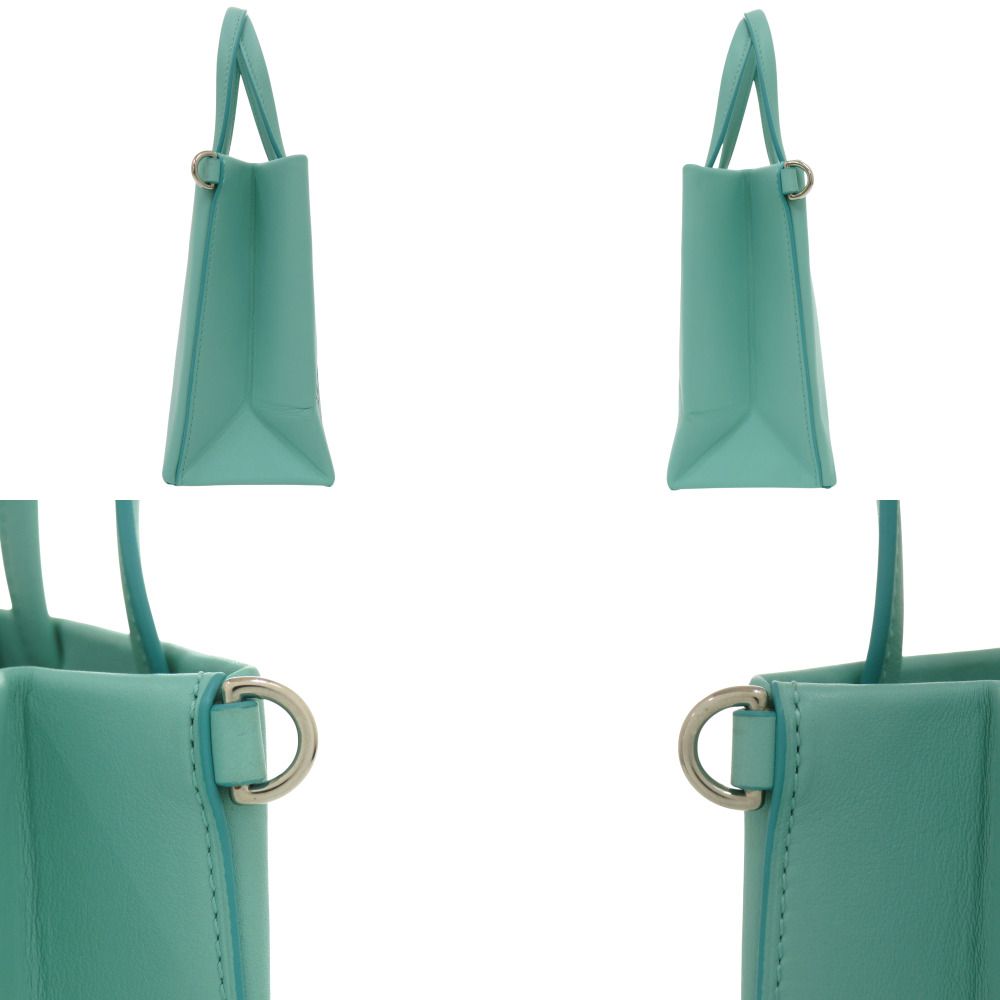 Tiffany & Co Mini Shopping Tote Leather Blue Handbag — view 8