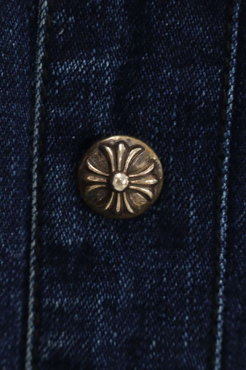 Chrome Hearts Looseends LS Loose End Sleeve Cross Patch Ball Button Denim Long — view 3