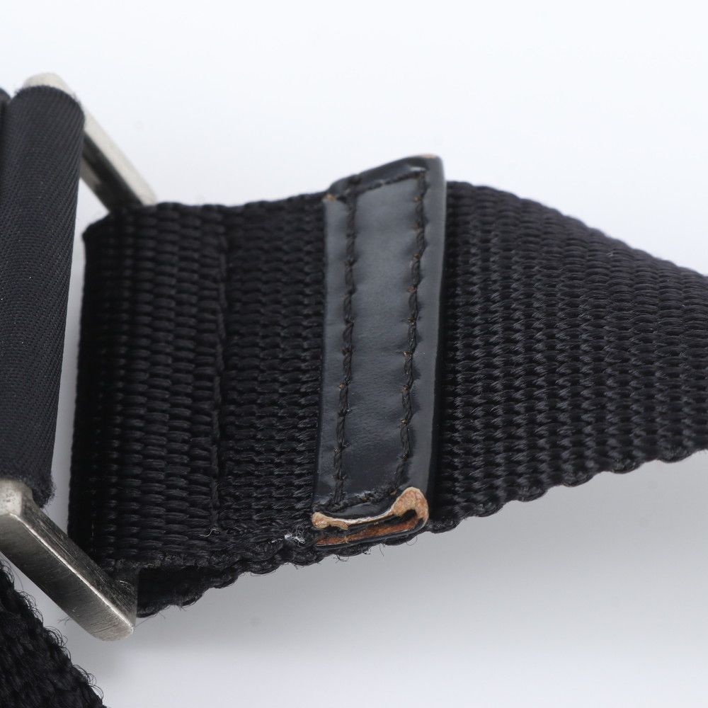 Prada Tessuto Nylon Triangle Logo Leather Shoulder Bag Crossbody Messenger Black — view 8