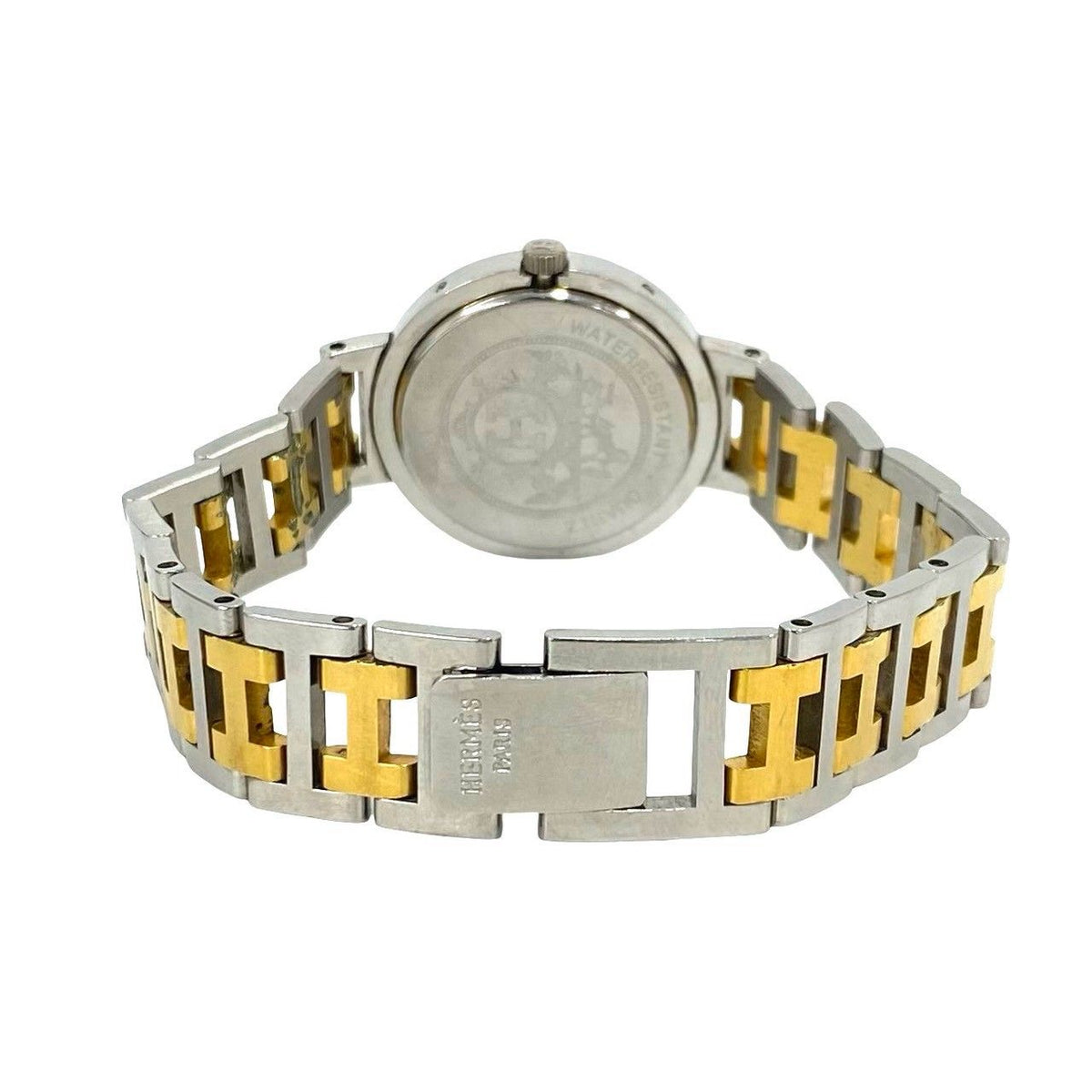 Hermes Clipper Stainless Quartz Watch Wrist Silver Gold — view 8