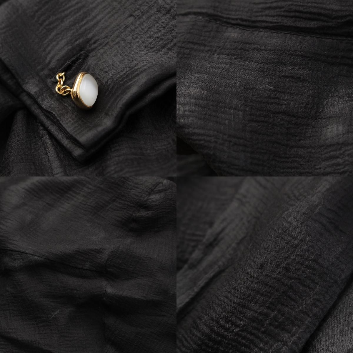Dior Galliano Era Silk See Through Blouse Shirt Long Sleeve Black — view 8