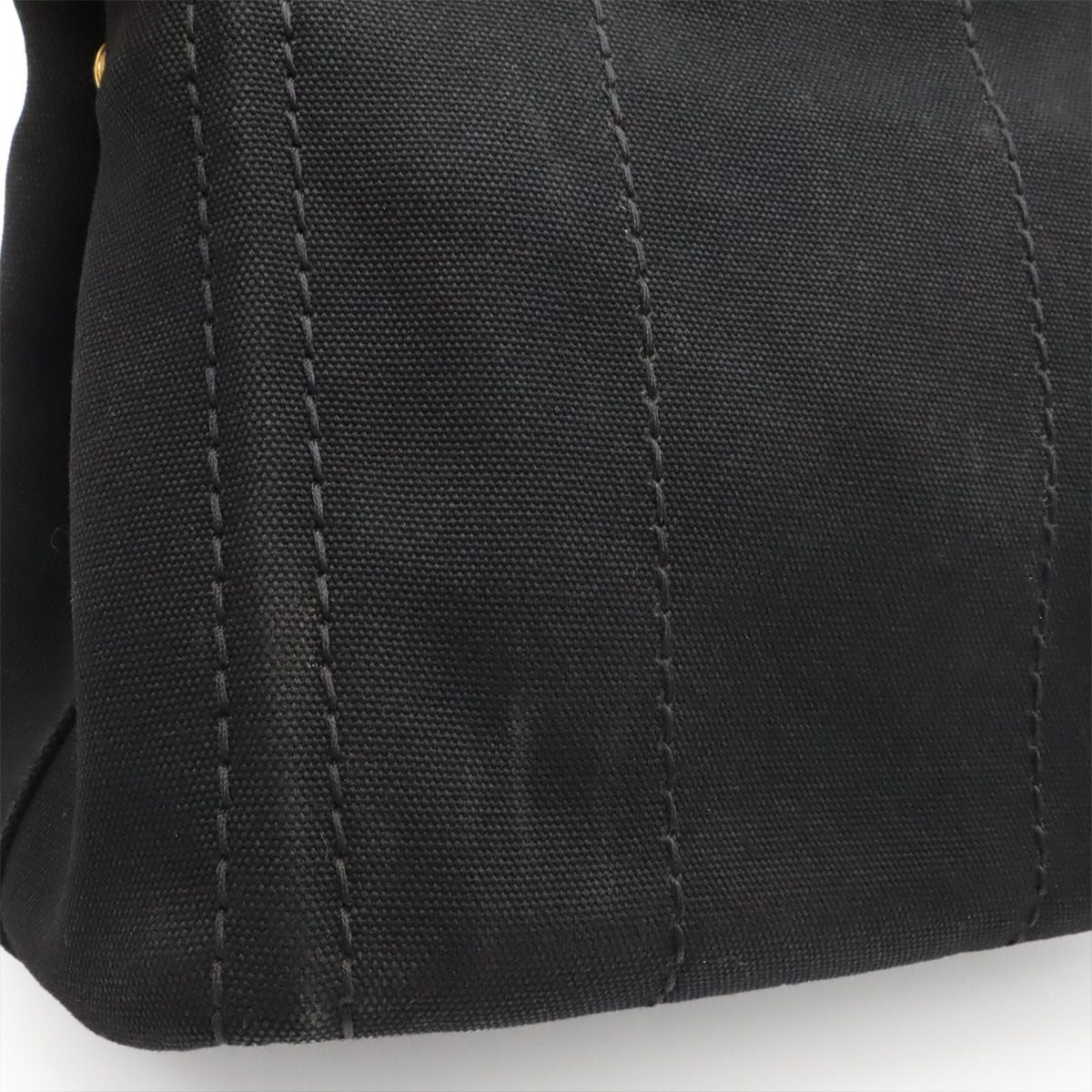 Prada Canapa Tote 2-Way Shoulder Bag Canvas Nero Black Gold — view 8