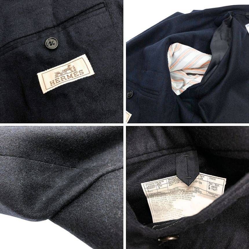 Hermes Cashmere Tailored Jacket Navy Vintage — view 4