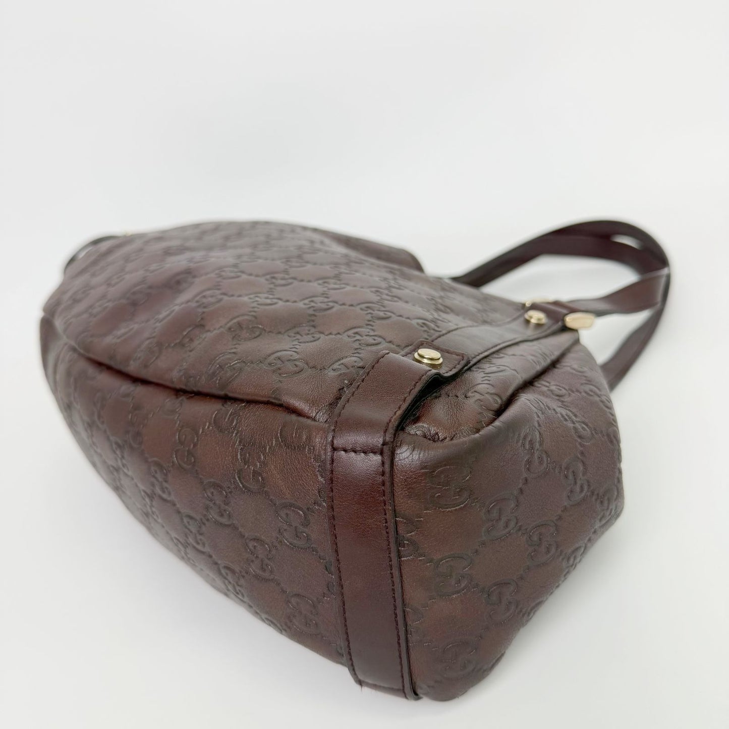 Gucci Abbey Line Guccissima Shoulder Tote Bag Leather Brown Gold Vintage — view 8