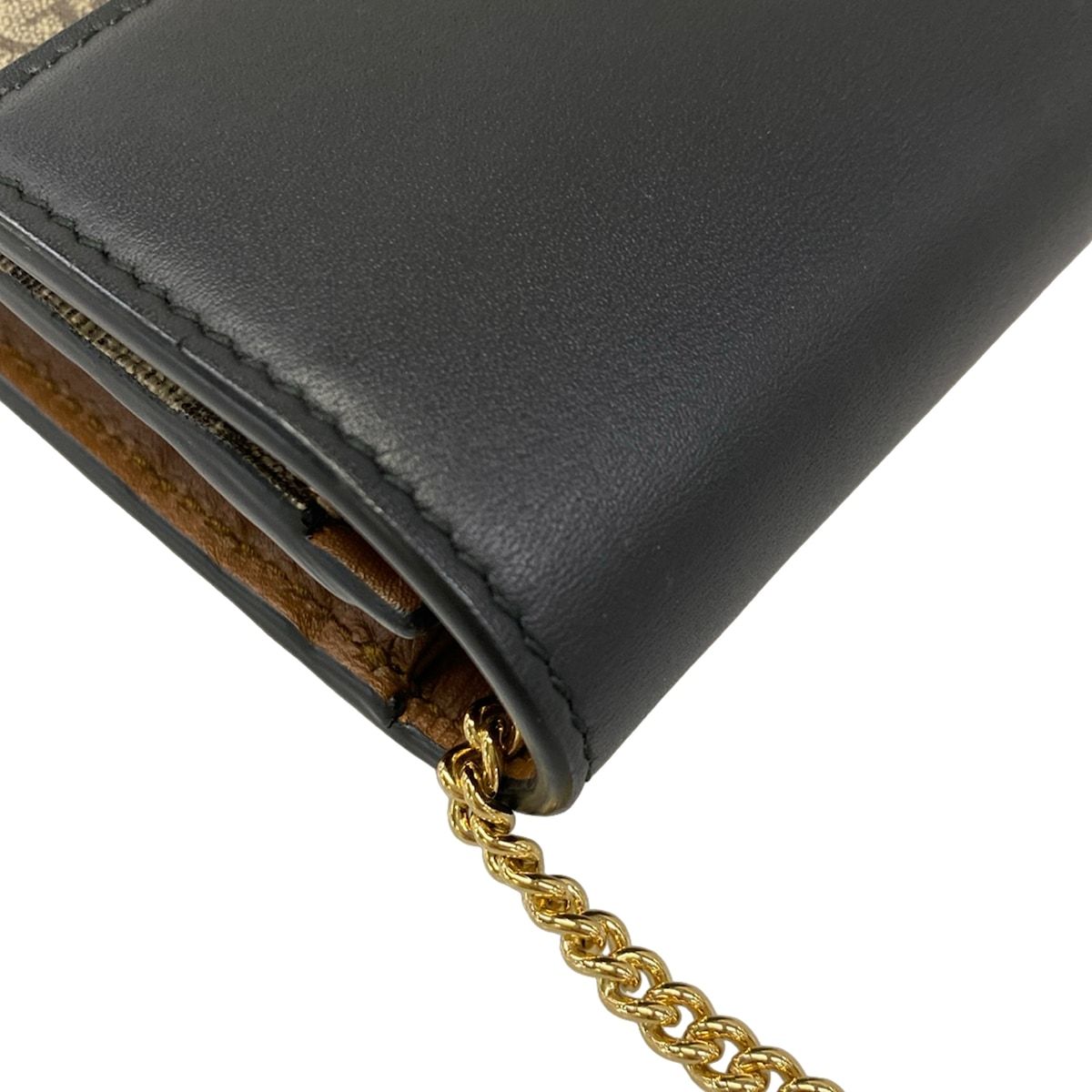 Gucci Wallet Padlock GG Plus GG Supreme Dark Brown Beige Black Chain Leather — view 8