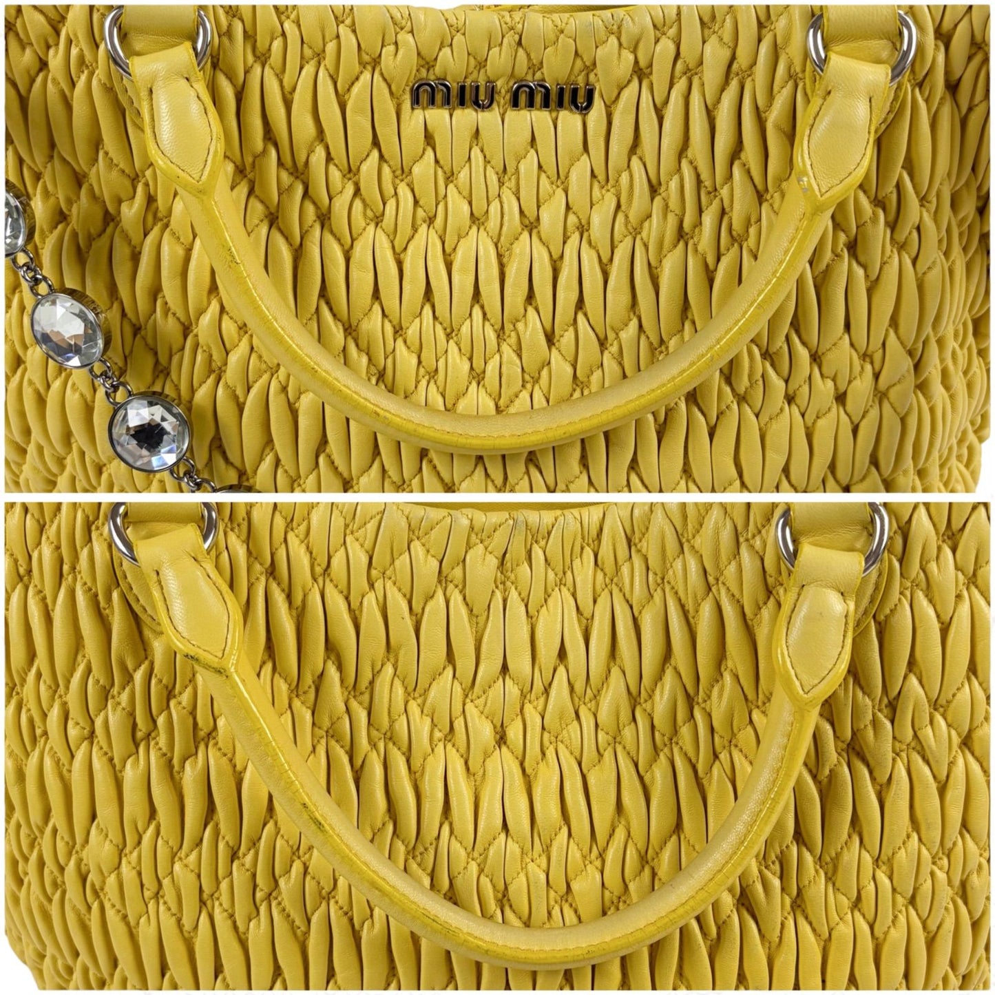 Miu Miu Matelasse Leather Nappa Crystal 2-Way Hand Tote — view 8