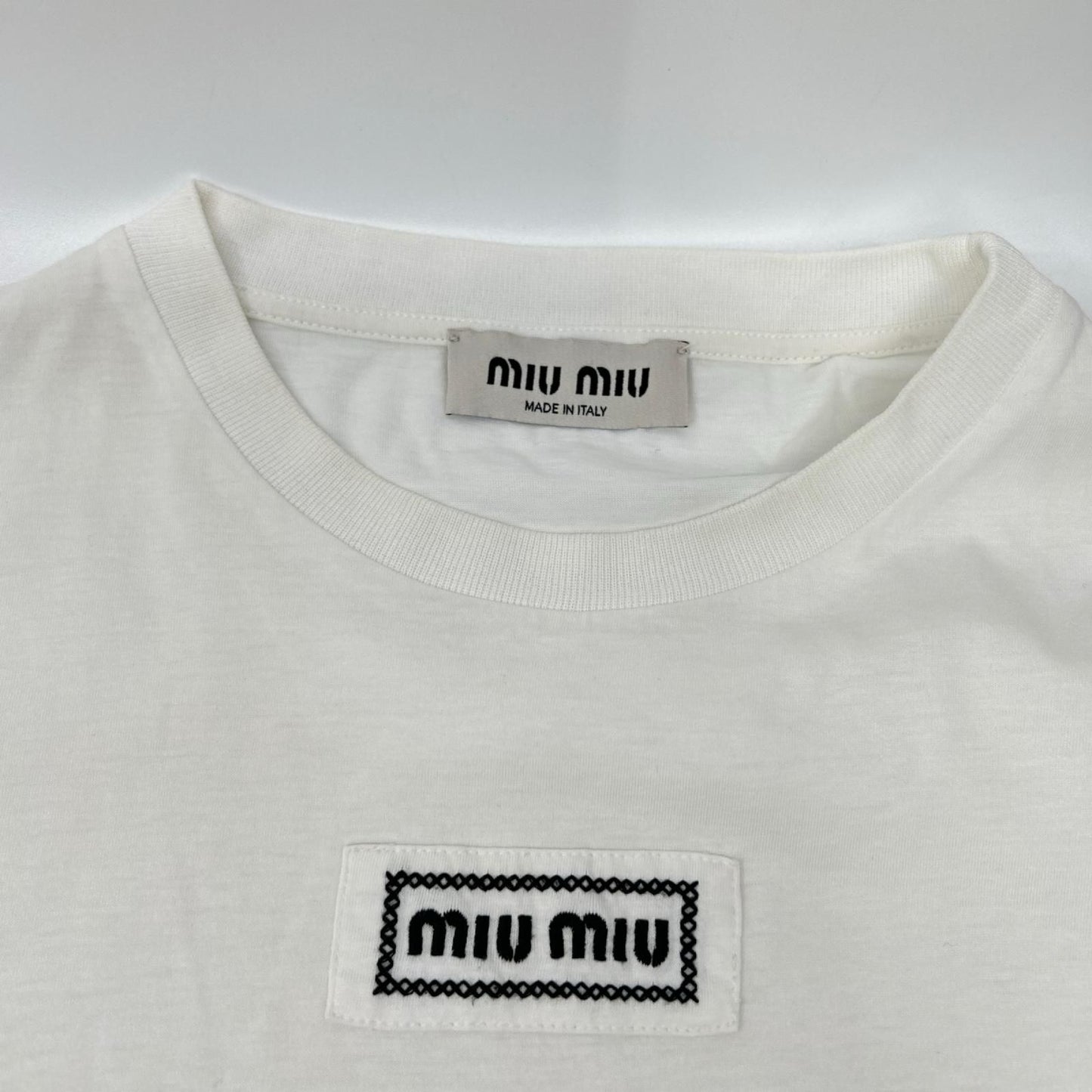 Miu Miu White Logo Cropped T-Shirt — view 8
