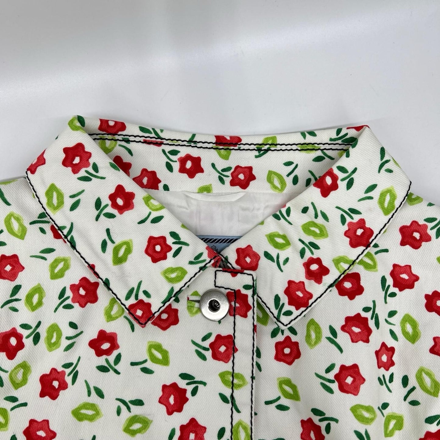 Prada White Floral Pattern Spring Coat 38 — view 8