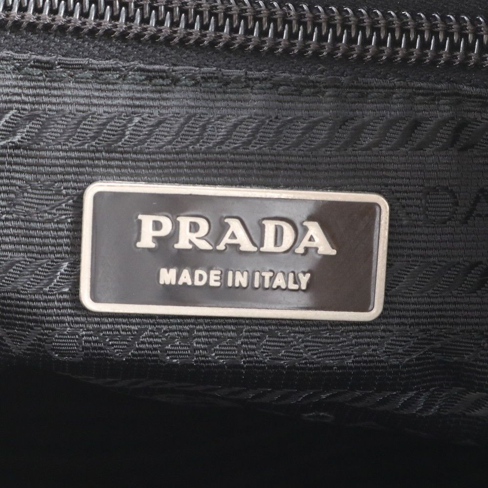 Prada White Tessuto Nylon Triangle Logo Leather Shoulder Bag Crossbody Business — view 8