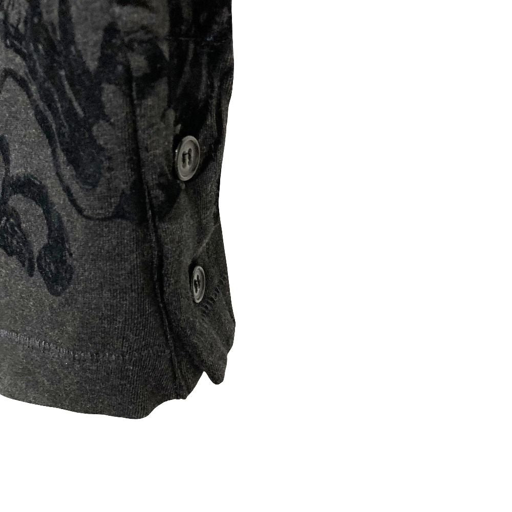 Dolce & Gabbana Flower Flock Print Long Sleeve T-Shirt Gray Black — view 8