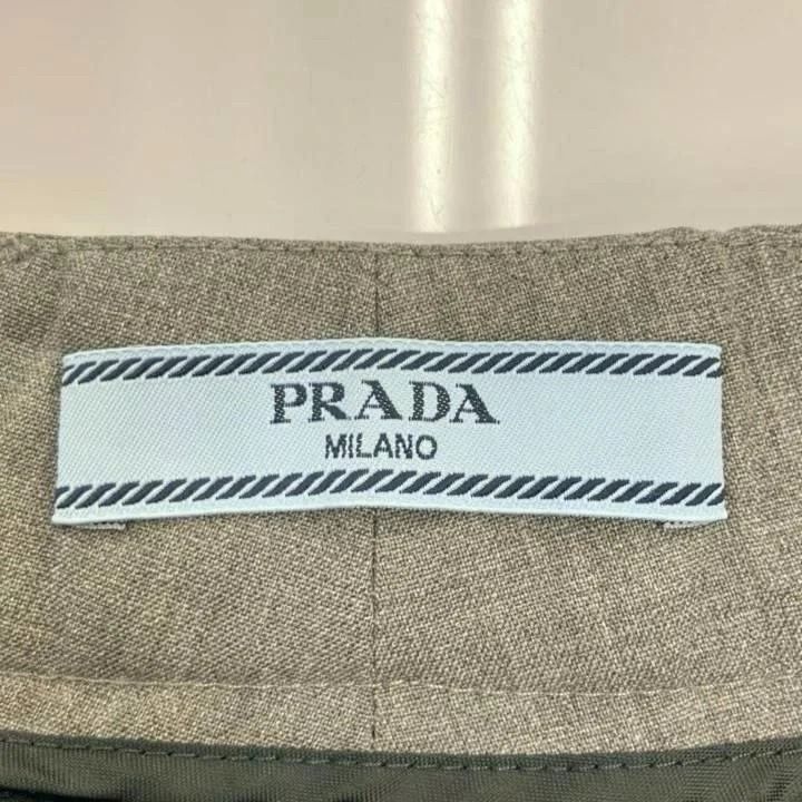 Prada Wide Trousers Pants Wool Gray RY 36 — view 8