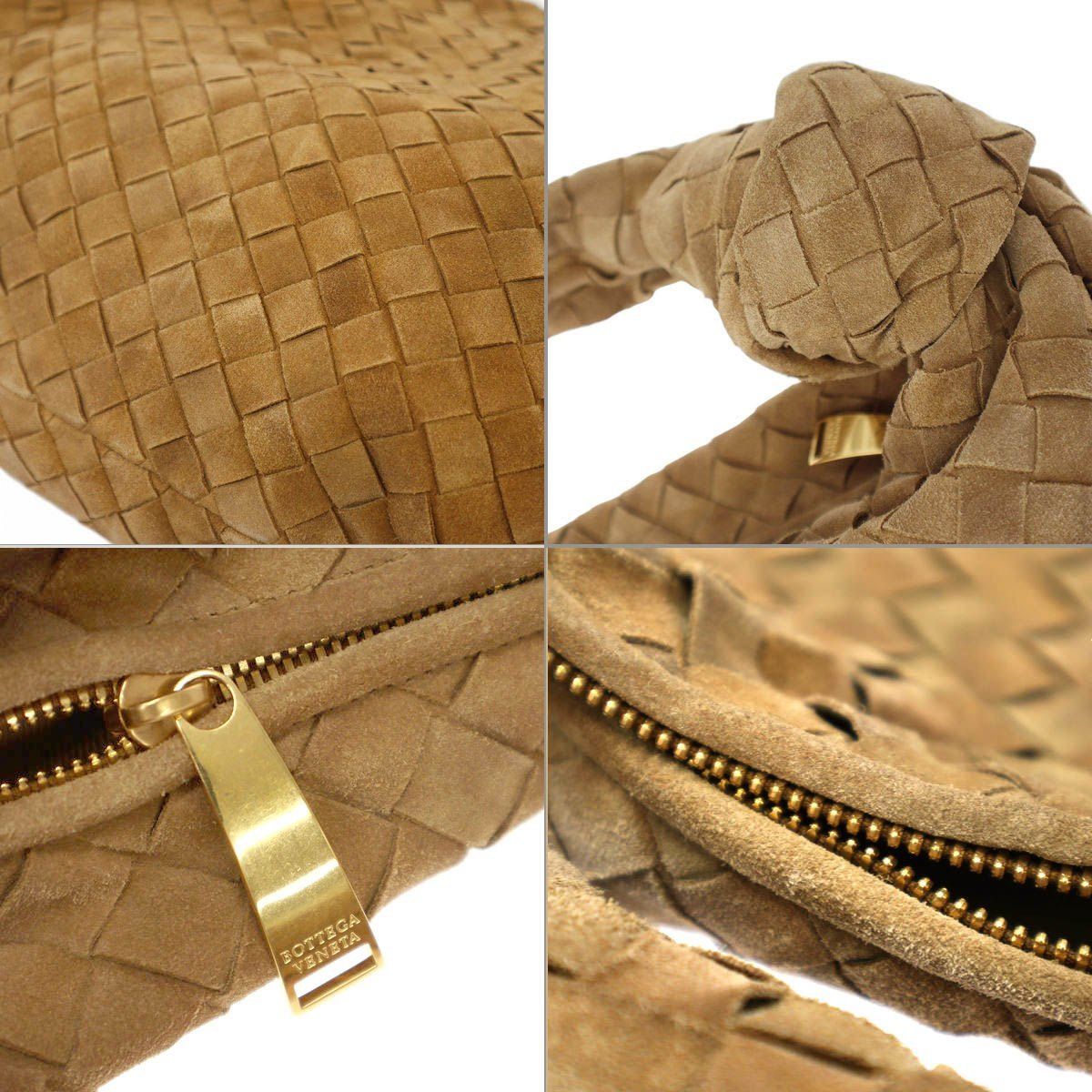 Bottega Veneta Medium Jodie Bag Suede Intrecciato Bag Camel Brown — view 8