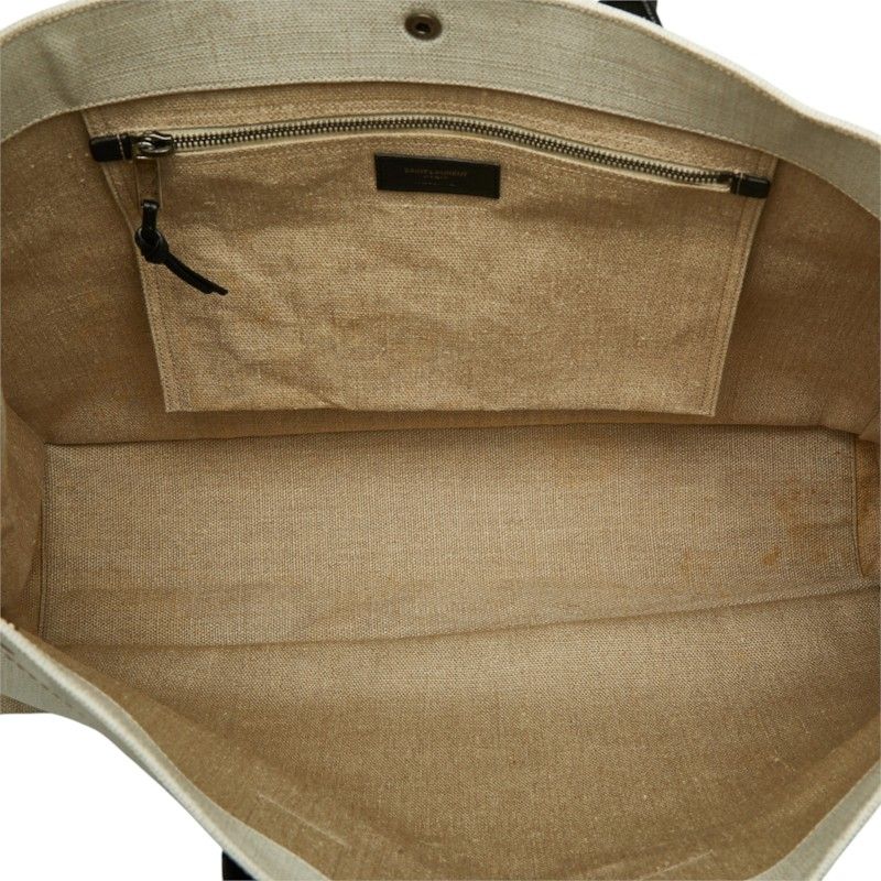 Saint Laurent Rive Gauche Tote Bag White Beige Canvas Hemp Linen — view 8