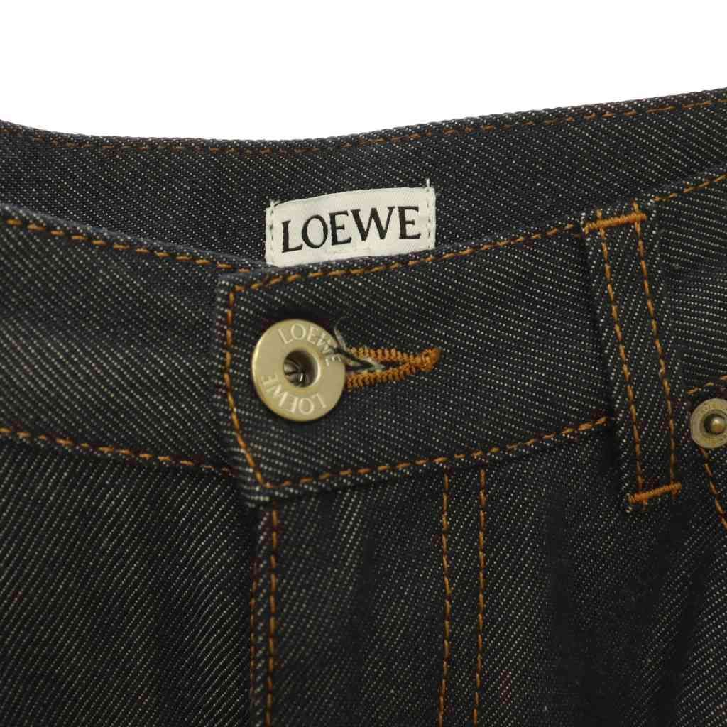 Loewe Denim Pleated Skirt Long Contrast Navy 36 — view 5