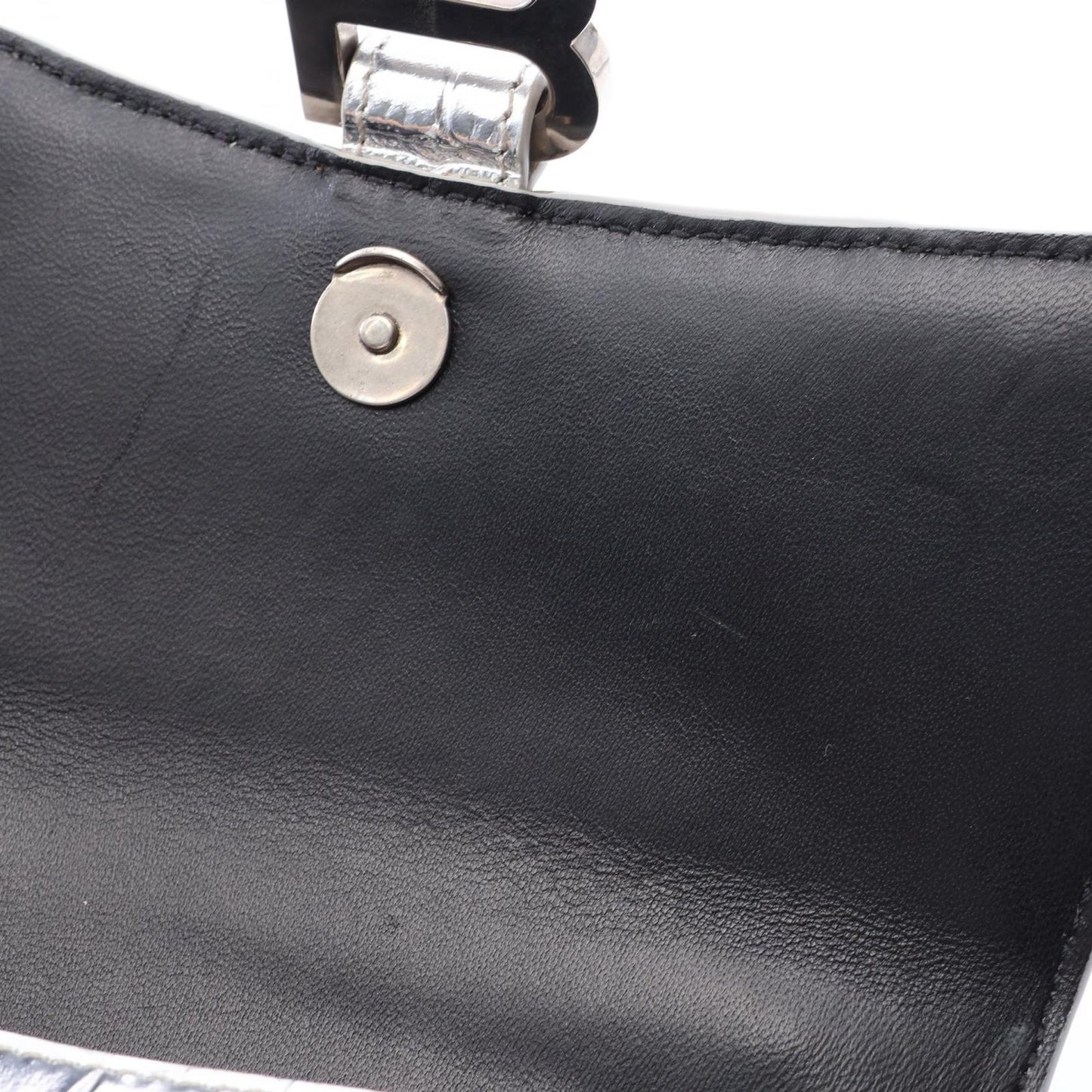 Balenciaga Handbag Hourglass XS Croco Embossed 2-Way Silver Leather — view 8
