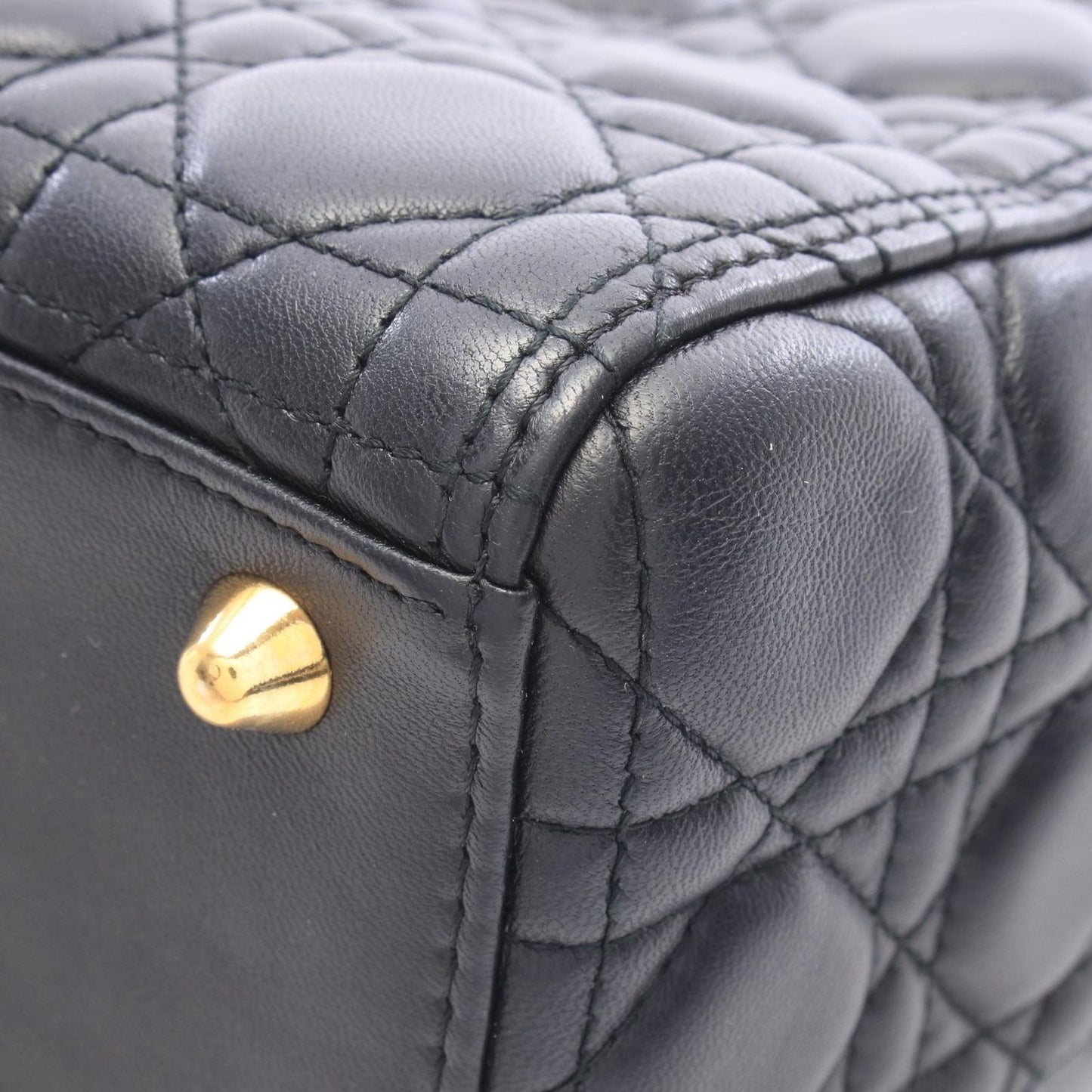 Dior Handbag Lady Dior Large 2-Way Black Leather Cannage Tote — view 7