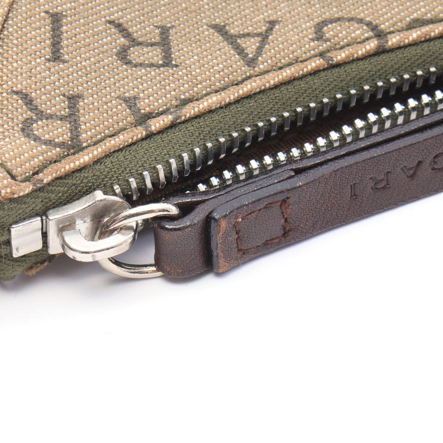 Bvlgari Shoulder Bag Logomania Khaki Brown Canvas Leather — view 8