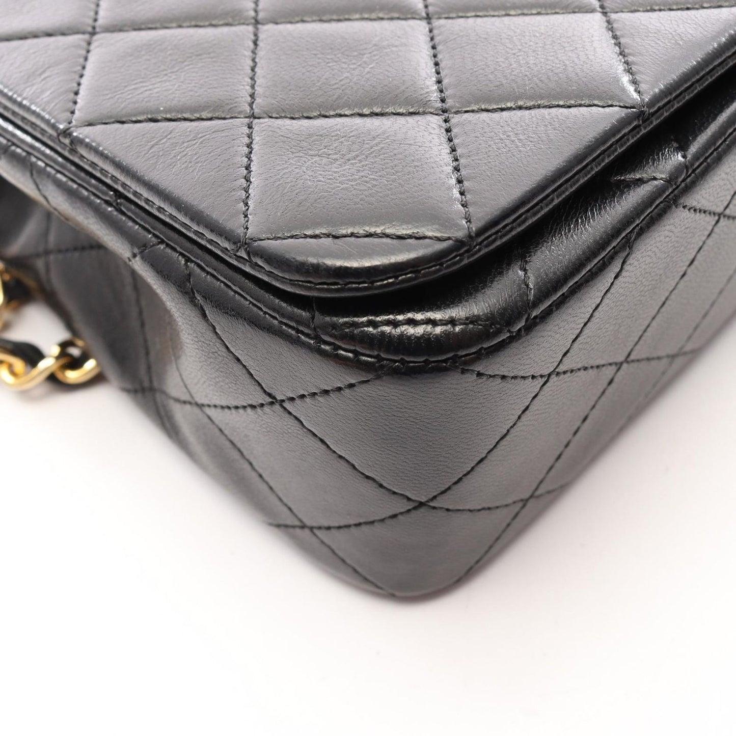 Chanel Shoulder Bag Quilted Full Flap Black Lambskin Chain — view 8