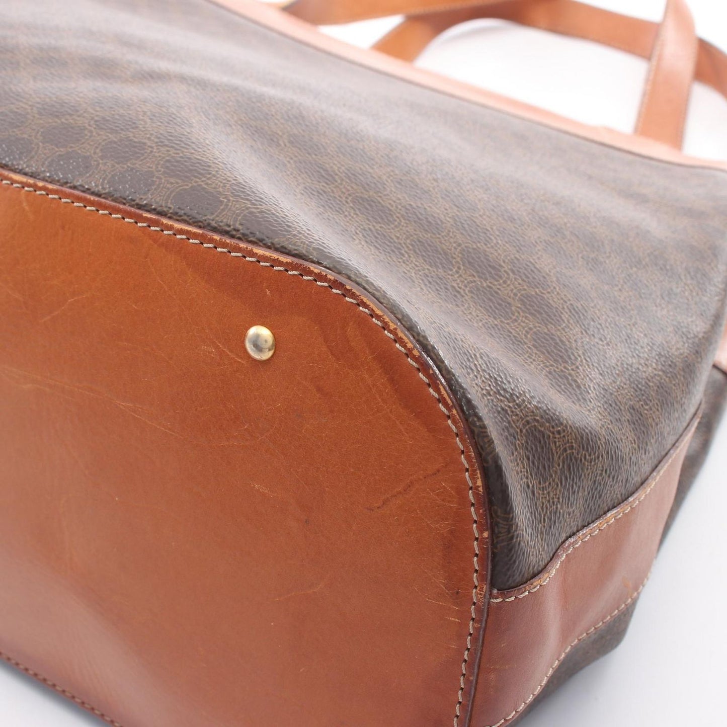 Celine Shoulder Bag Macadam Brown Leather — view 8