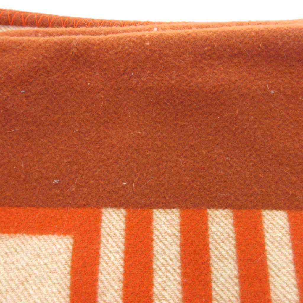 Hermes Ithaque Thick Wool Cashmere Blend Orange Blanket — view 3