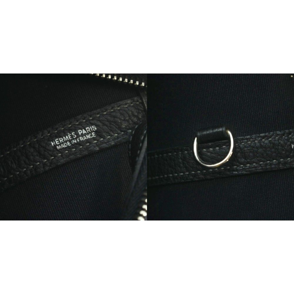 Hermes Garden Zip MM Tote Bag Toile Officier Leather Black — view 8