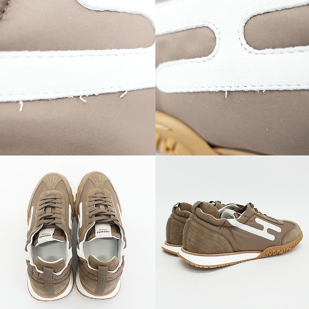 Hermes Tian White Sneakers Jet Etoupe Parachute Fabric Shoes — view 8