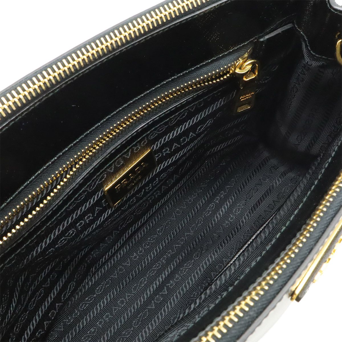 Prada Galleria Saffiano 2-Way Shoulder Bag Patent Leather Nero Black Gold — view 8