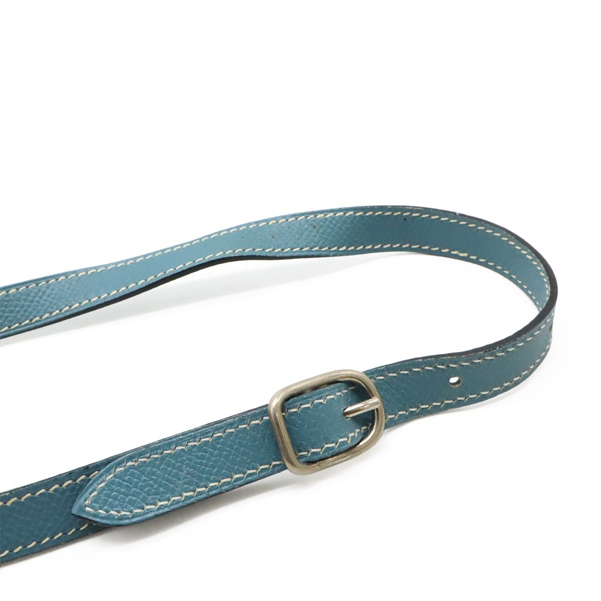 Hermes Shoulder Bag Pochette Crossbody Courchevel Leather Blue Jean — view 8