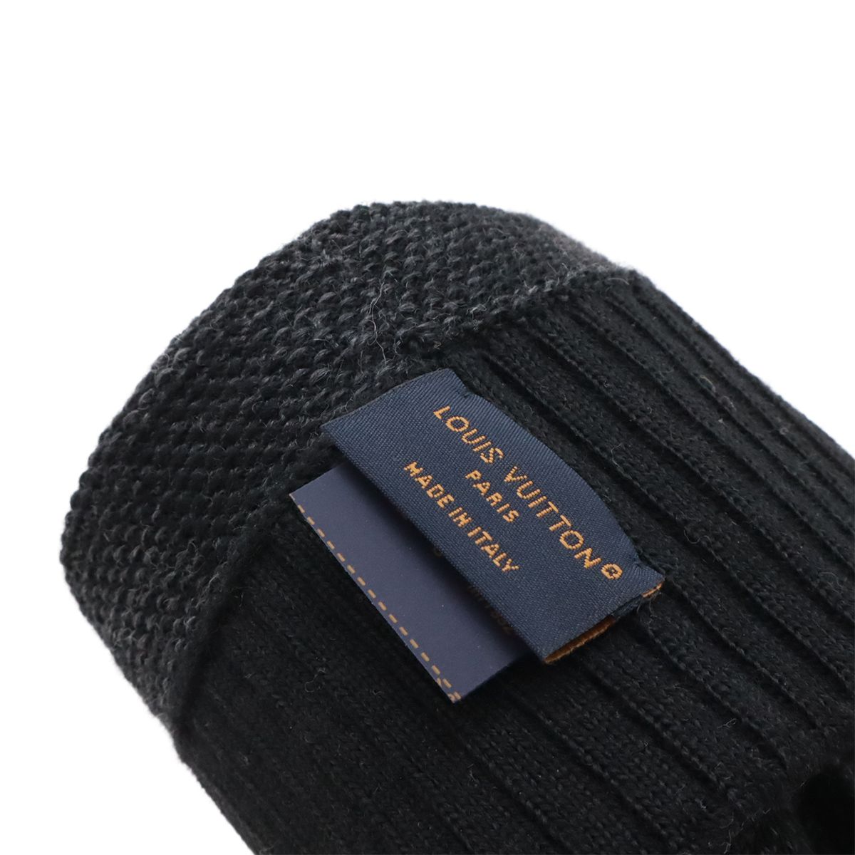Louis Vuitton Damier Graphite Gon Neopte Knit Gloves Wool Leather Black Gray — view 4
