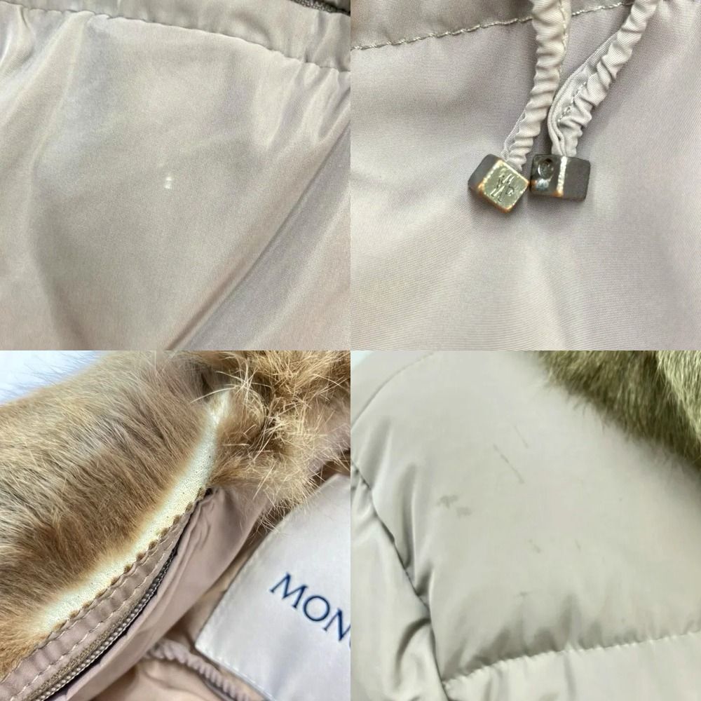 Moncler Clem Down Coat Fur Collar Middle Length Greige RY 1 — view 8