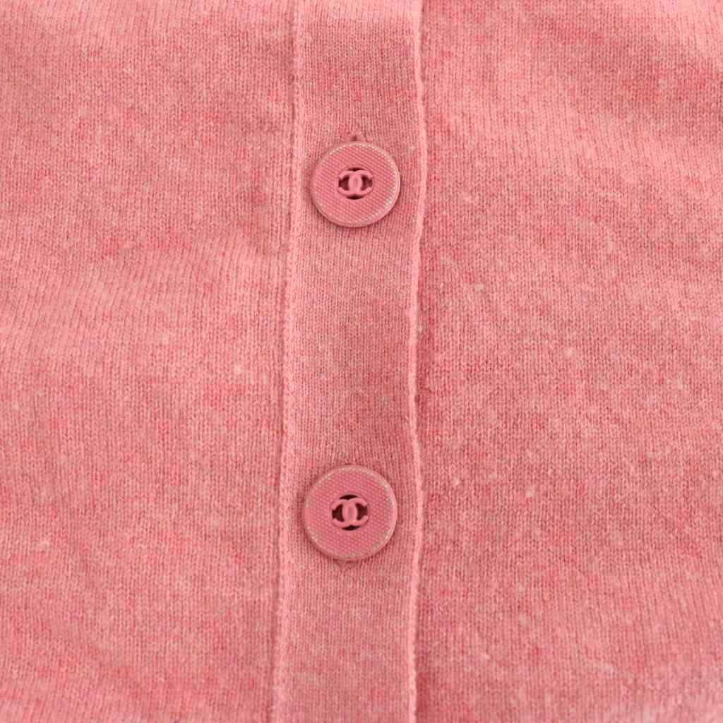Chanel Cashmere CC Logo Button Cardigan Knit Long Sleeve Pink 36 — view 7