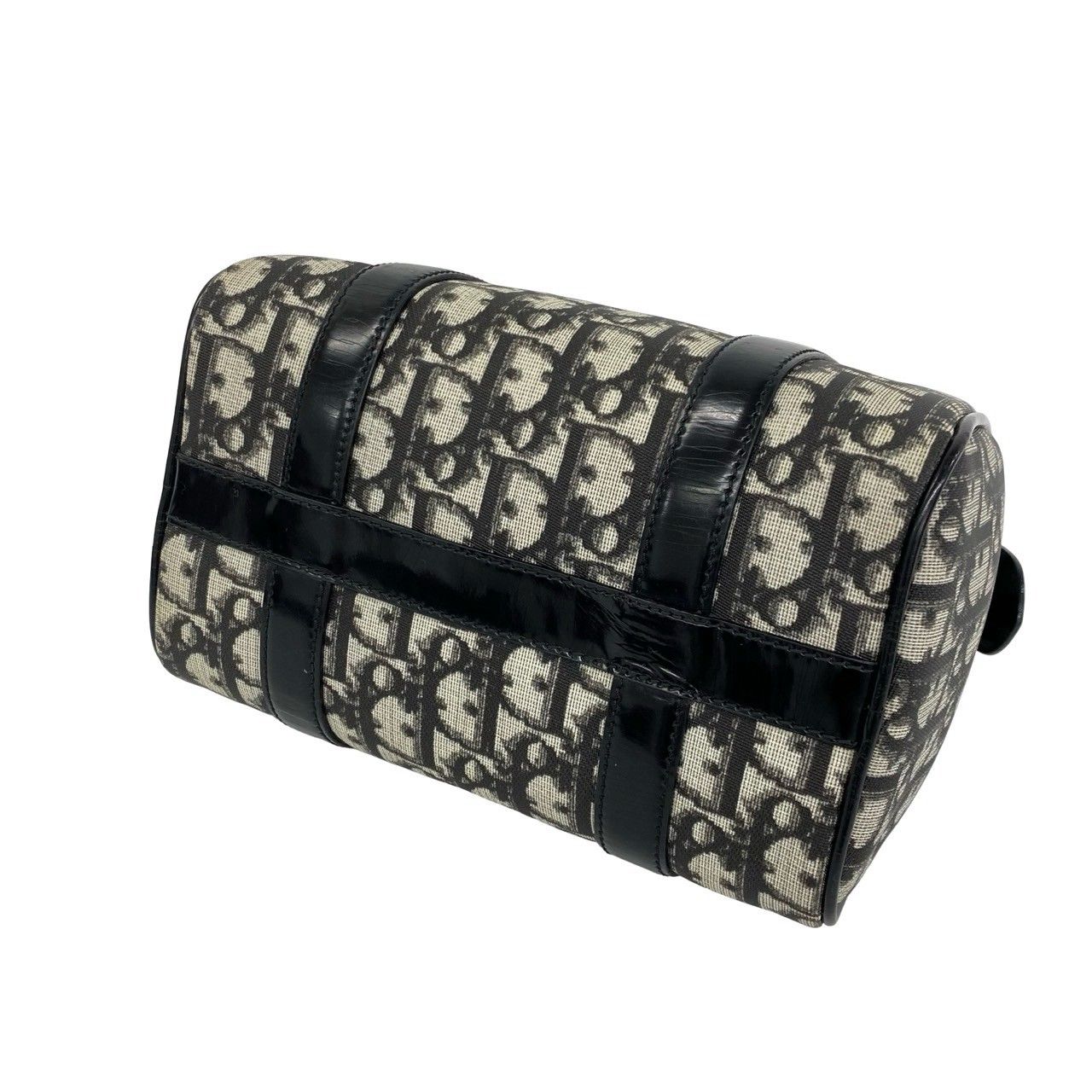 Dior Trotter Pattern Canvas Leather Mini Boston Bag Black — view 8